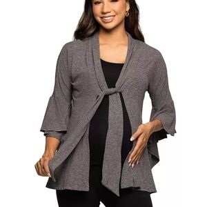 24seven Comfort Apparel
Women's Maternity Tie Front Bell Sleeve Jacket